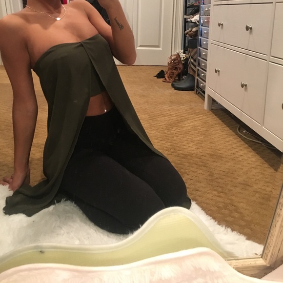 Gorgeous olive green long strapless top - Picture 3 of 10